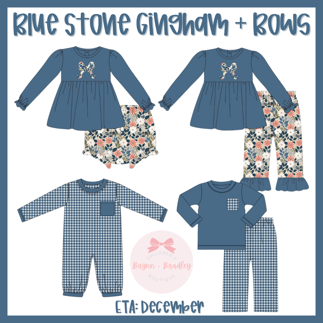 Preorder Blue Stone Gingham + Bows Collection- ETA: December