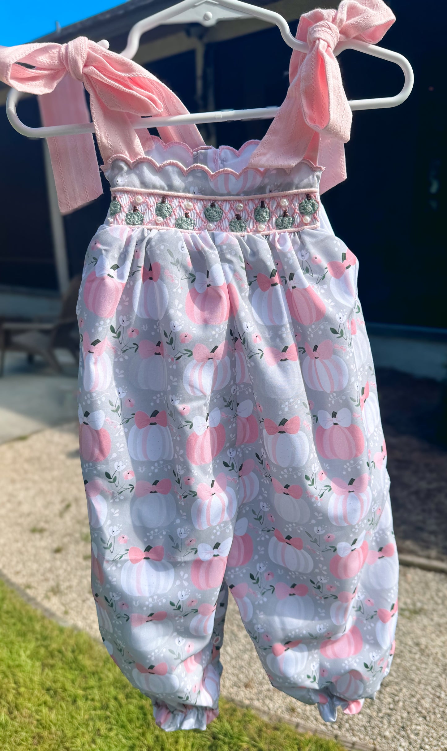 RTS: Pumpkins + Pearls Girl Romper