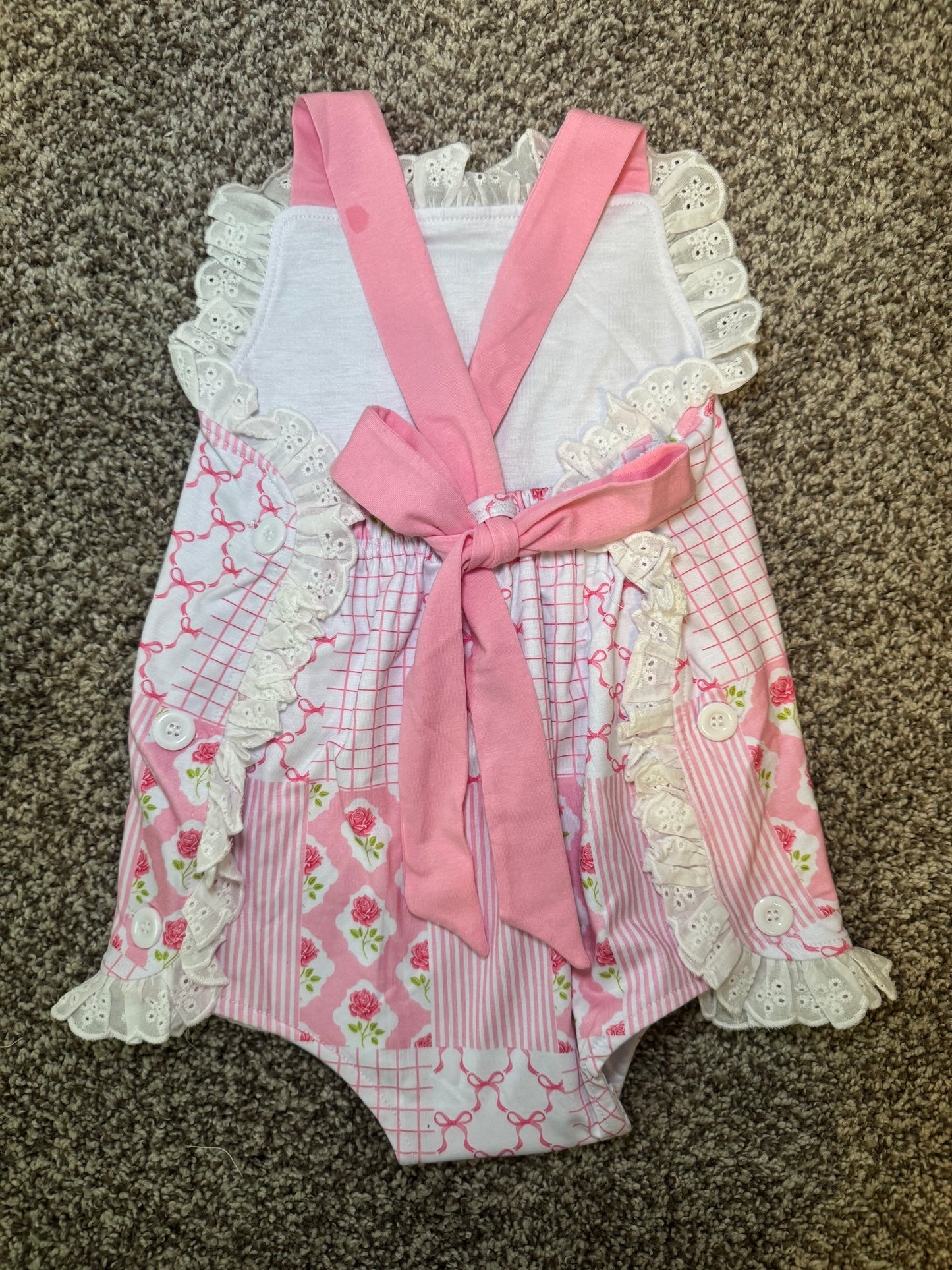 RTS: Pretty Pink Patchwork Girl Sunsuit