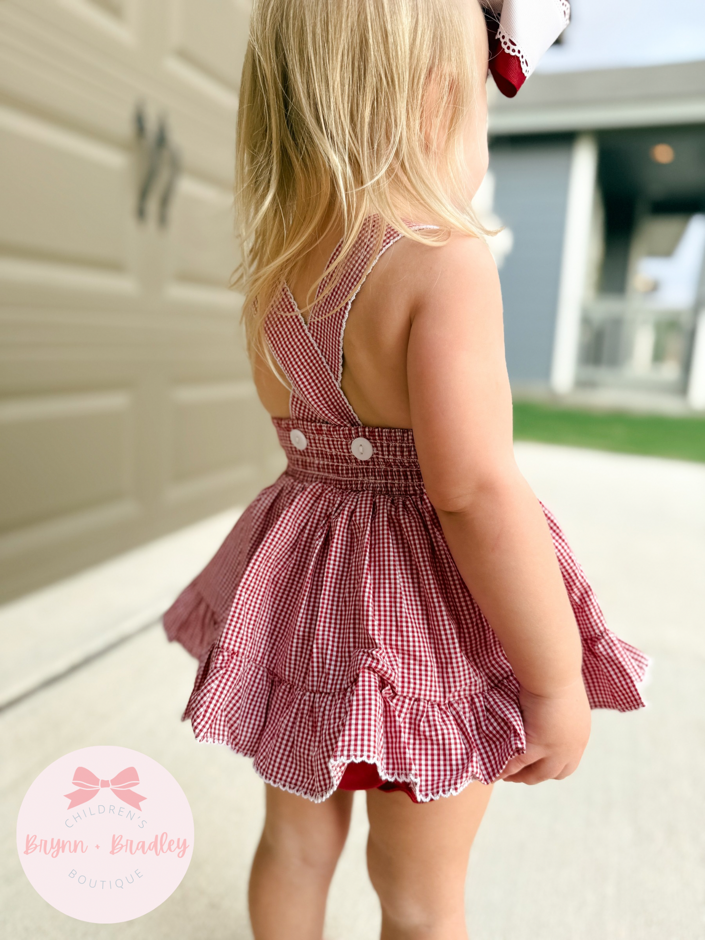 RTS: Gingham Gameday Rammer Jammer Girl Diaper Set