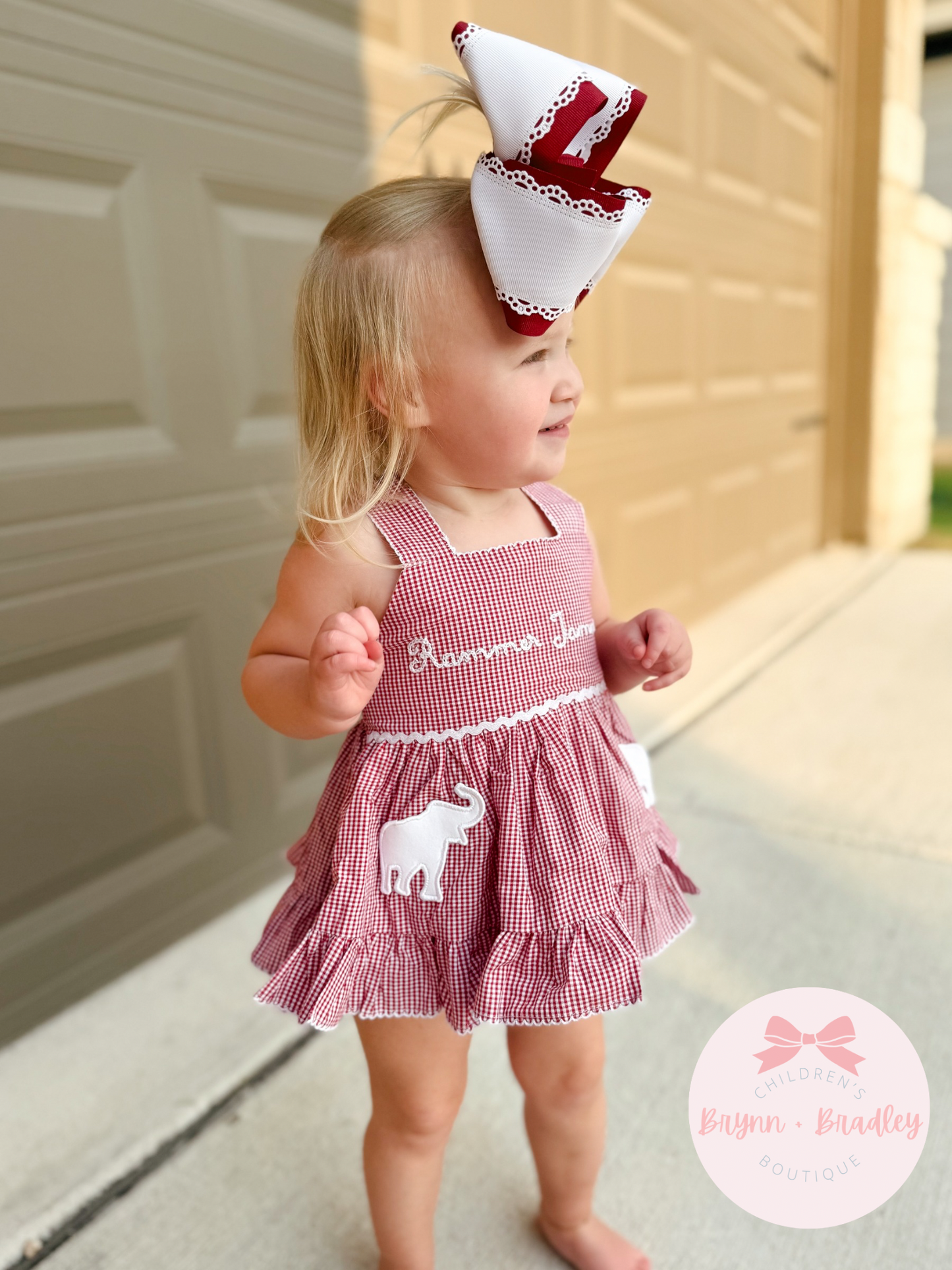 RTS: Gingham Gameday Rammer Jammer Girl Diaper Set