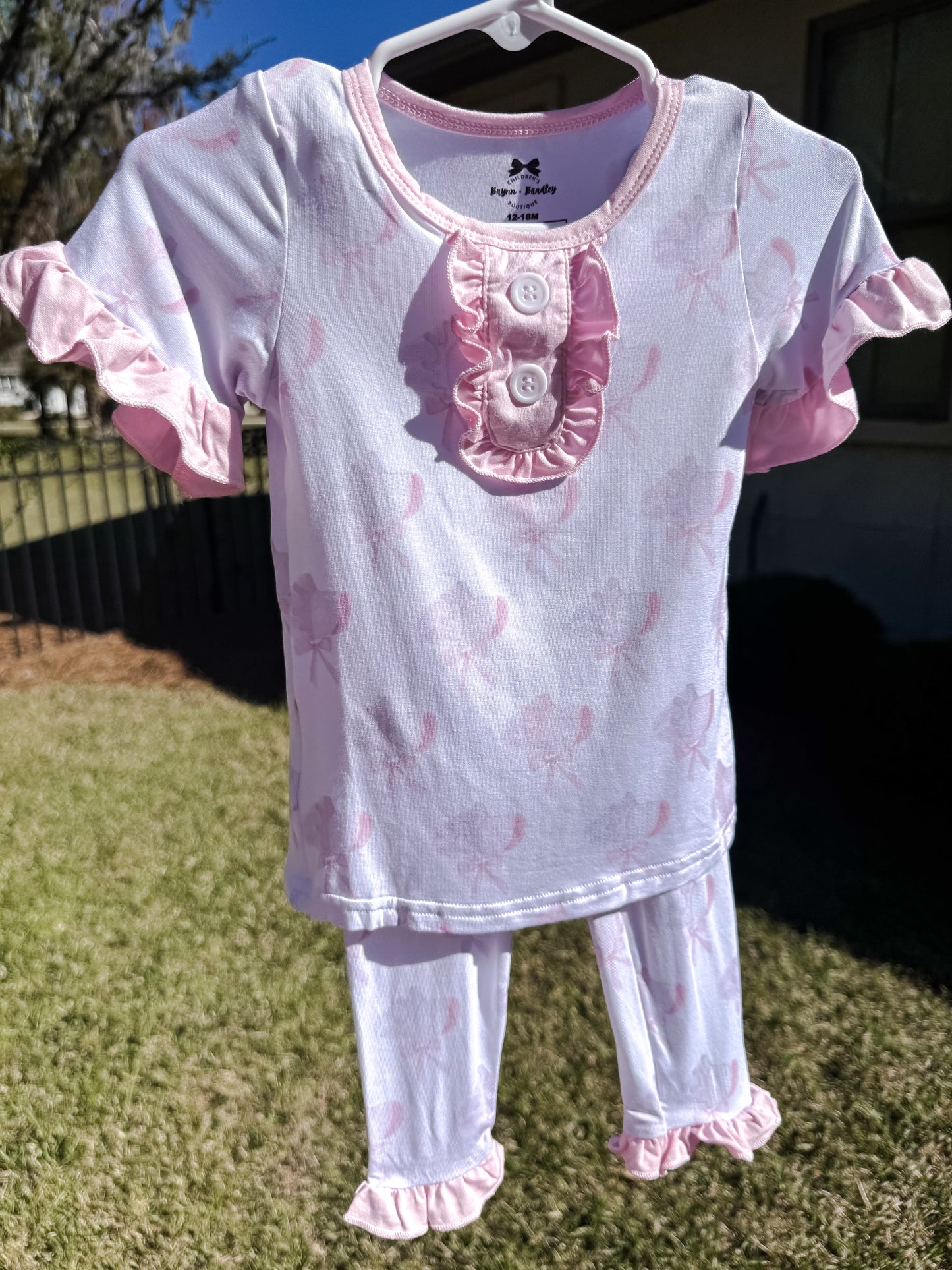 RTS: Girl’s Watercolor Bonnets Bamboo Short Sleeve Pants Set