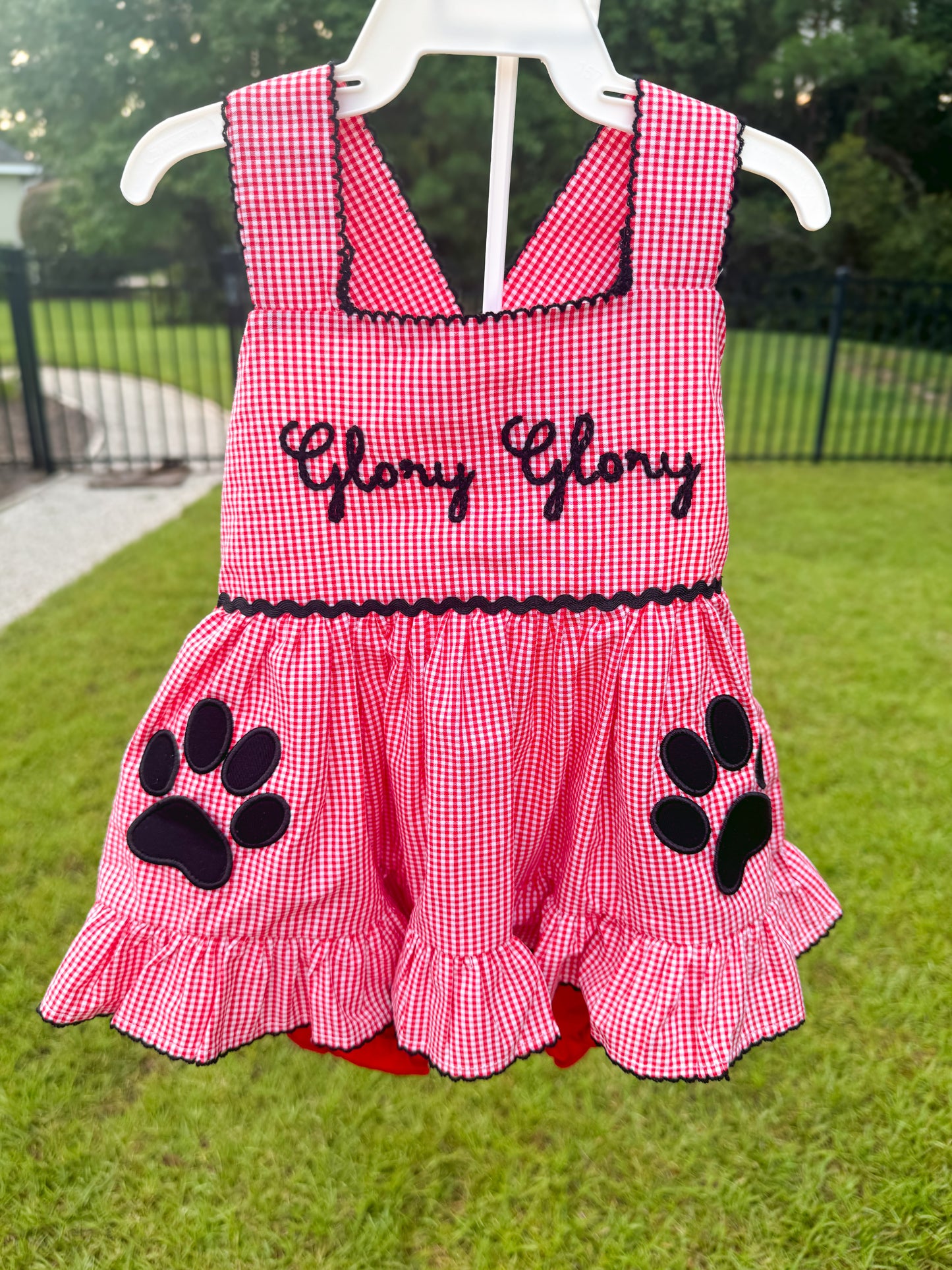 RTS: Gingham Gameday Glory Glory Girl Diaper Set