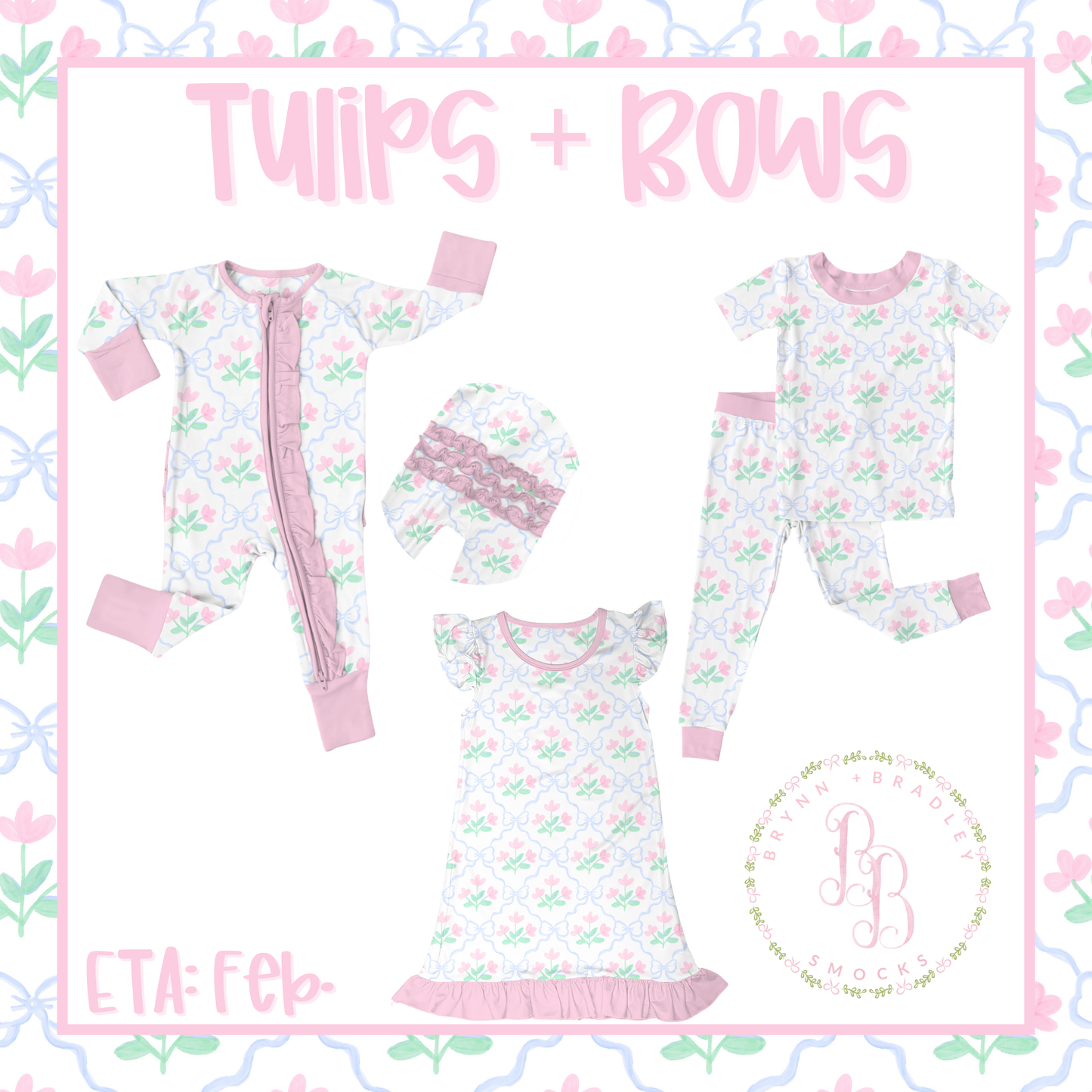 WS Preorder: Black Friday Bamboo: Tulips + Bows Collection- ETA: February