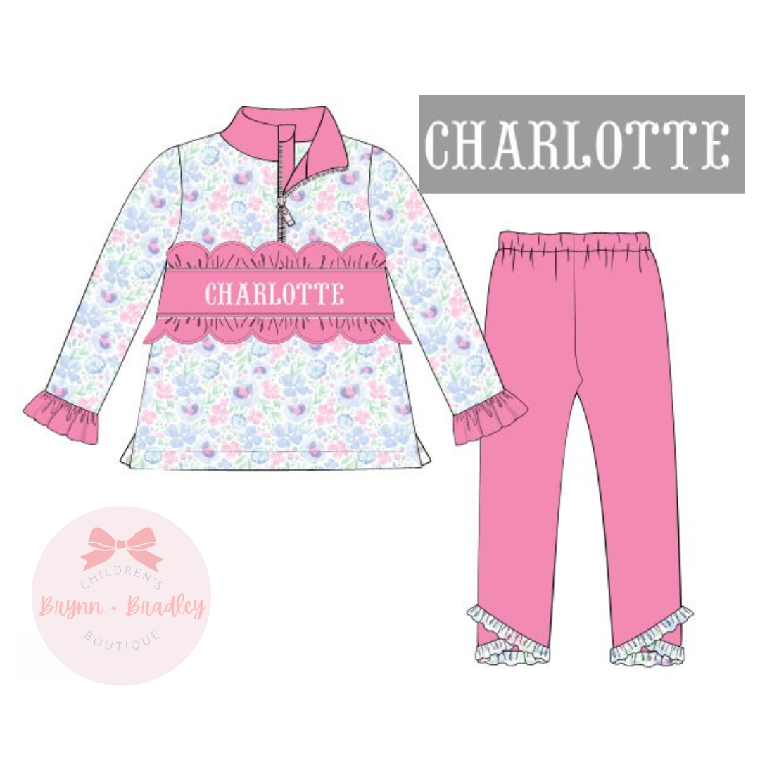 PO21: Girls Only Sets: Poppy’s Pink Floral Leggings Set