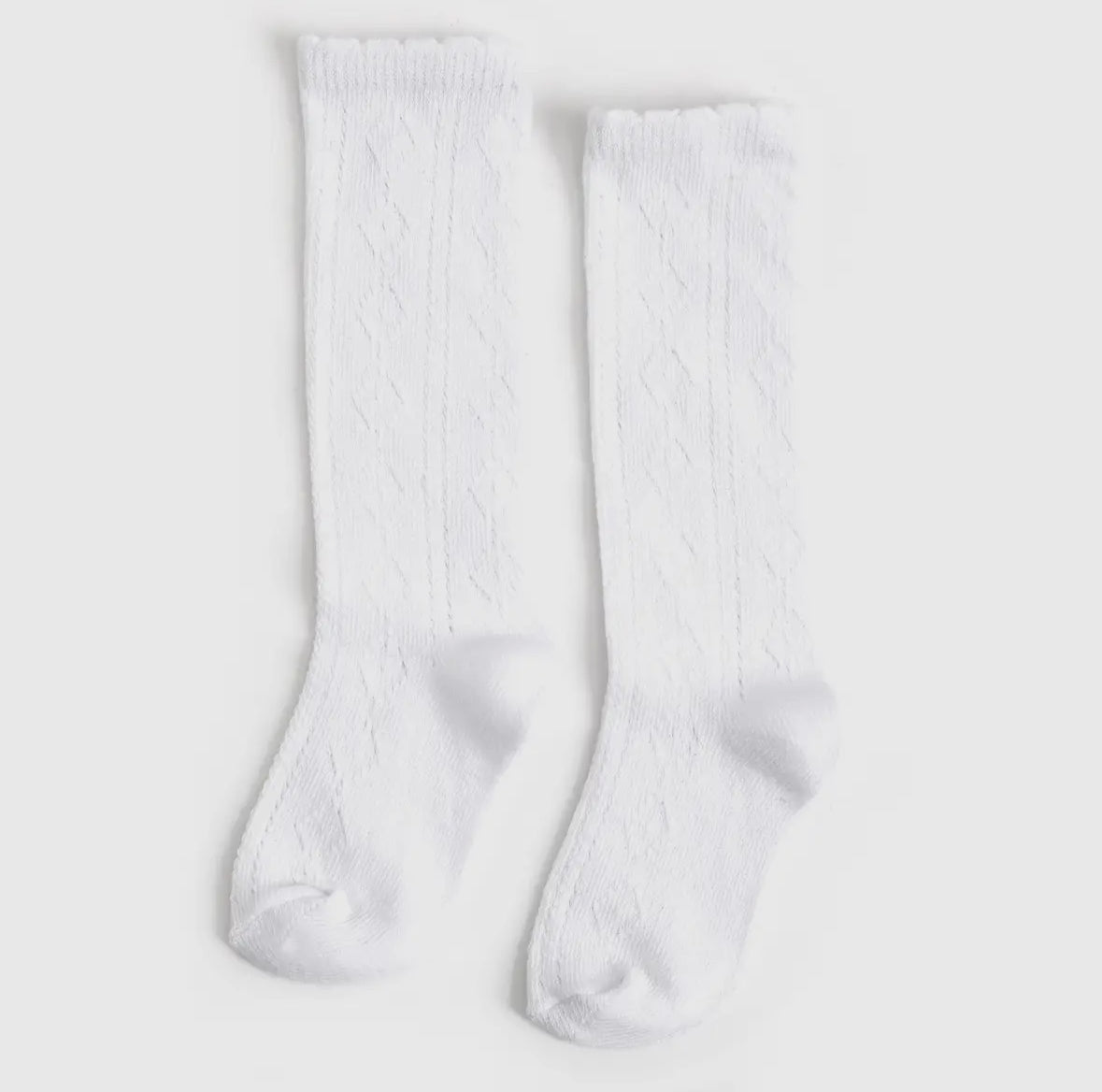 RTS: Little Stocking Co. White Scalloped Fancy Knee High Socks