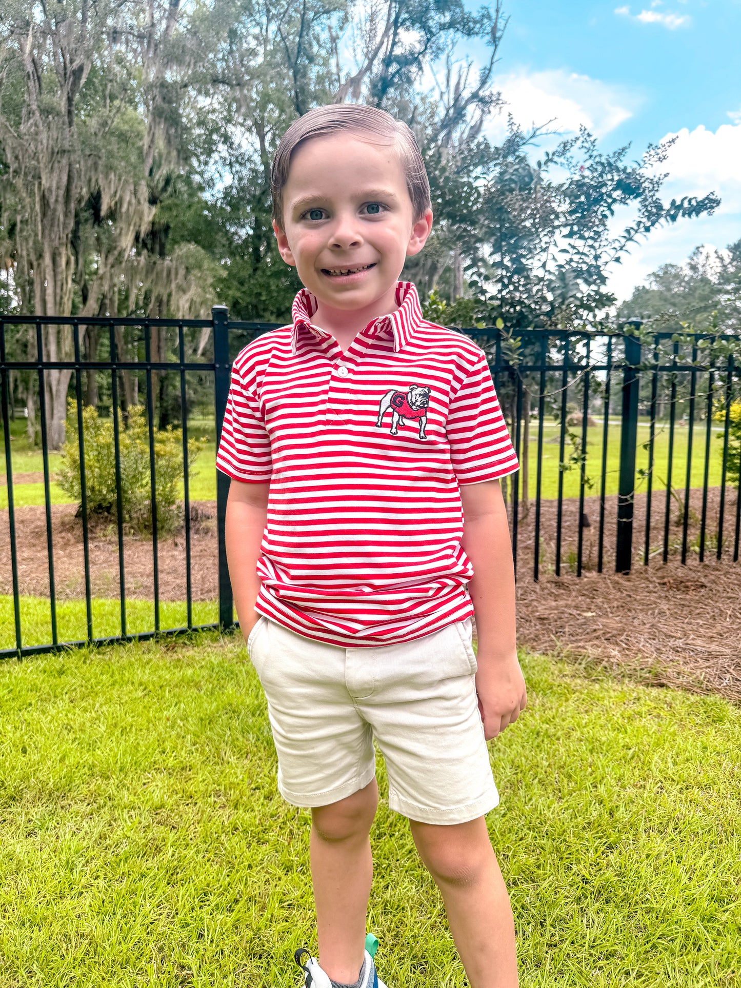 RTS: Red + Black Gameday Boy Polo Shirt