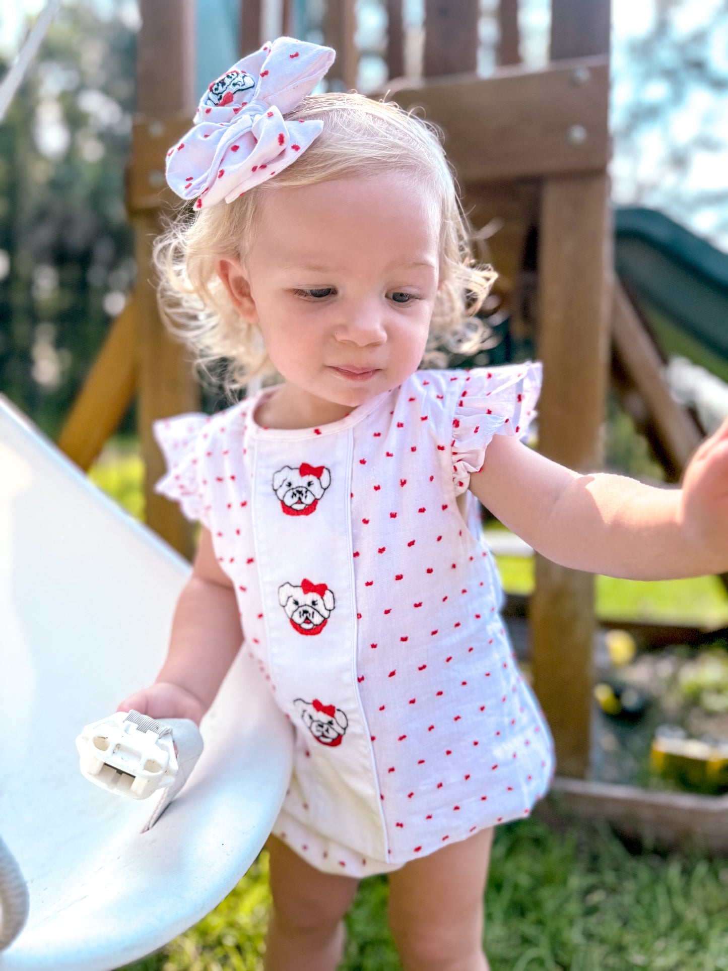 RTS: Girl’s Swiss Dot Bulldog Dress