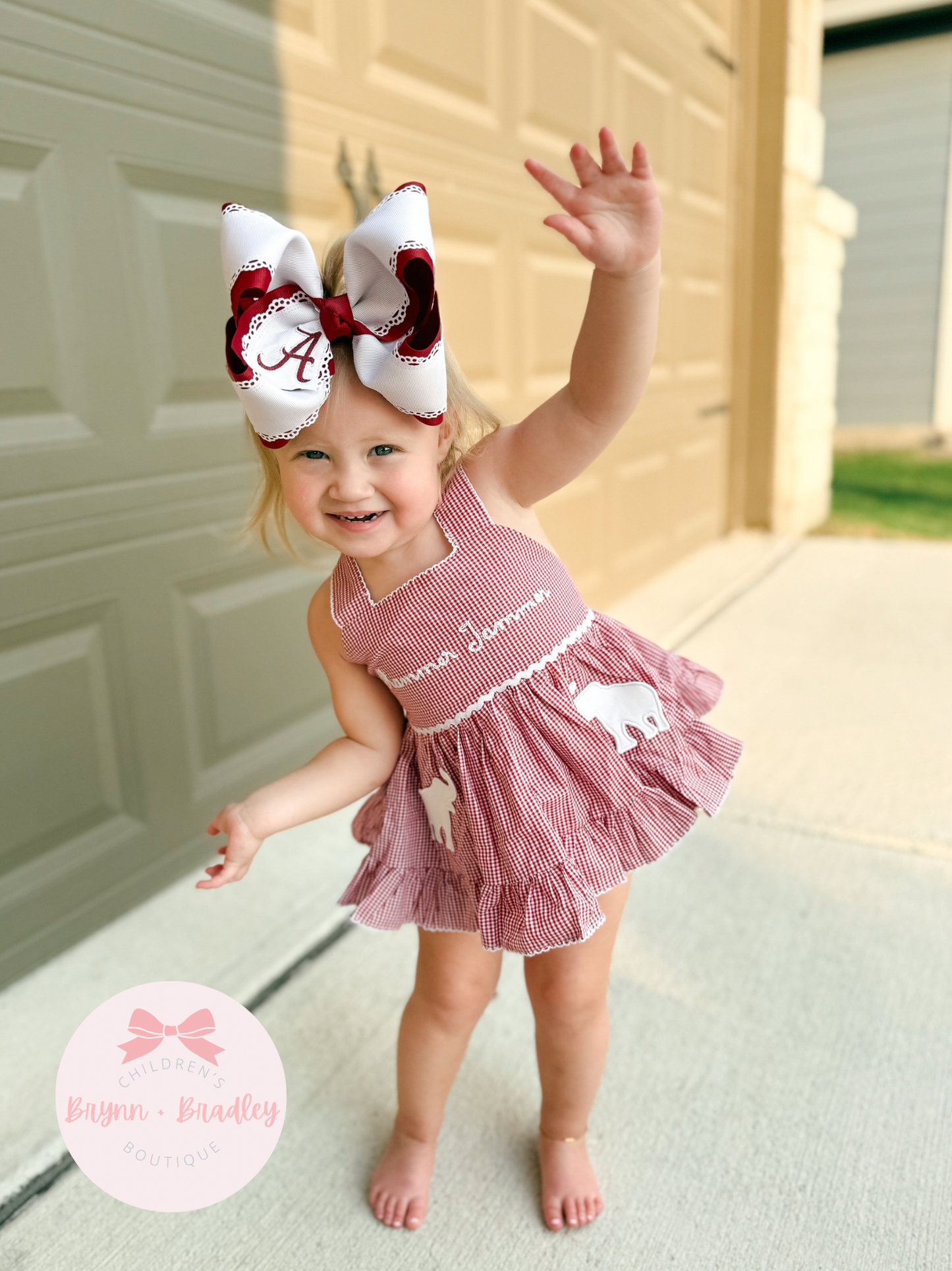 RTS: Gingham Gameday Rammer Jammer Girl Diaper Set