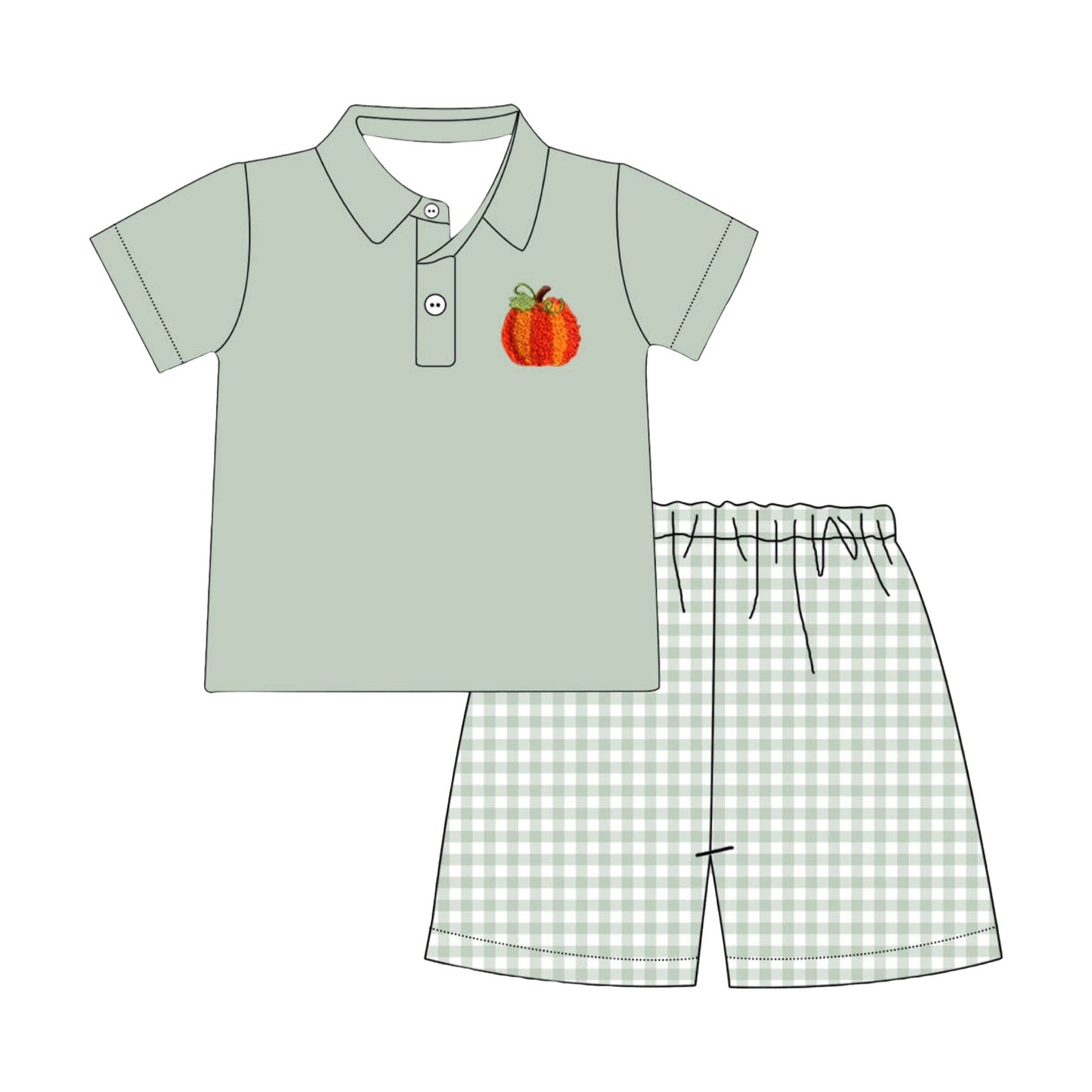 RTS: Boy’s Pumpkin Polo/Shorts Set