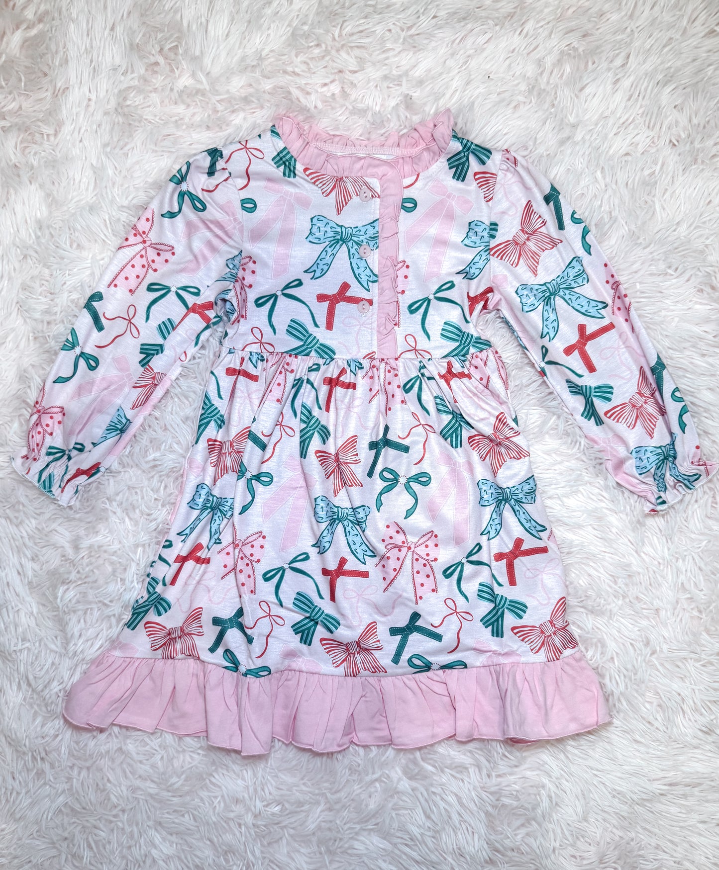 RTS: Girl’s Christmas Bows Nightgown