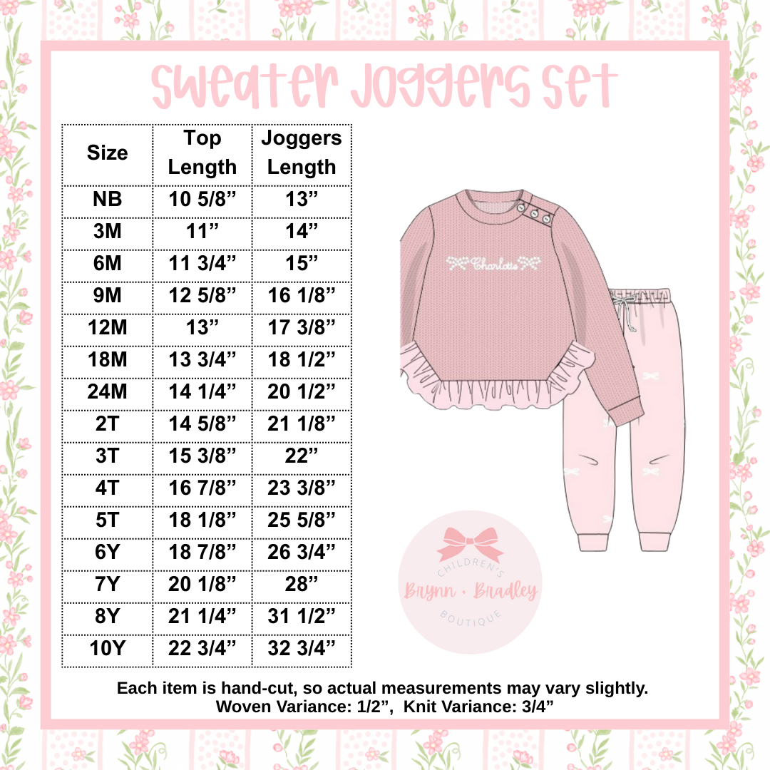 RTS: Girl’s Pearl Bow Sweater Joggers Set