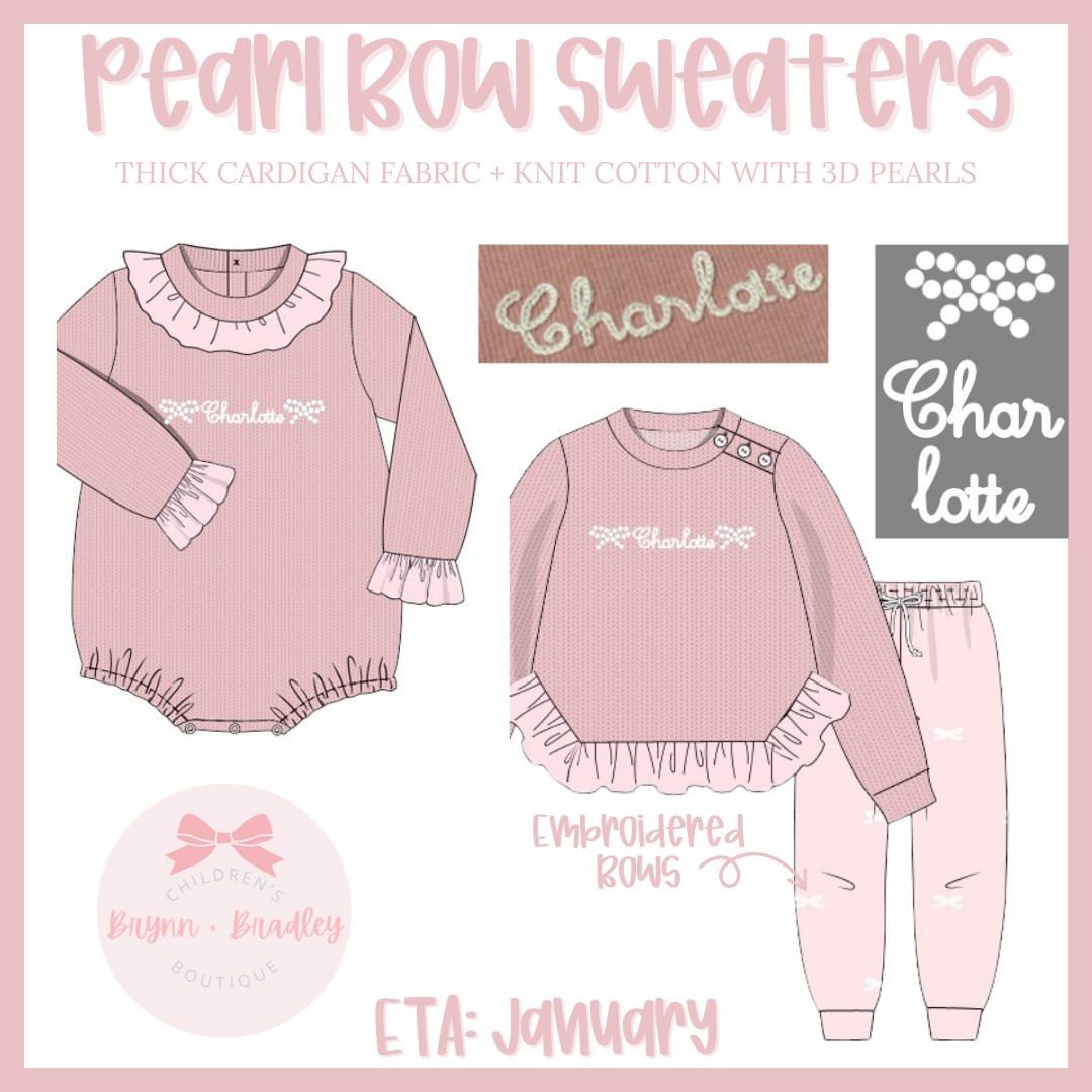 PO21: Pearl Bow Sweaters: Girl Sweater Joggers Set