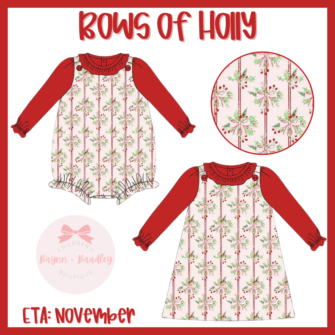 RTS: Girl’s Bows of Holly Dress Set