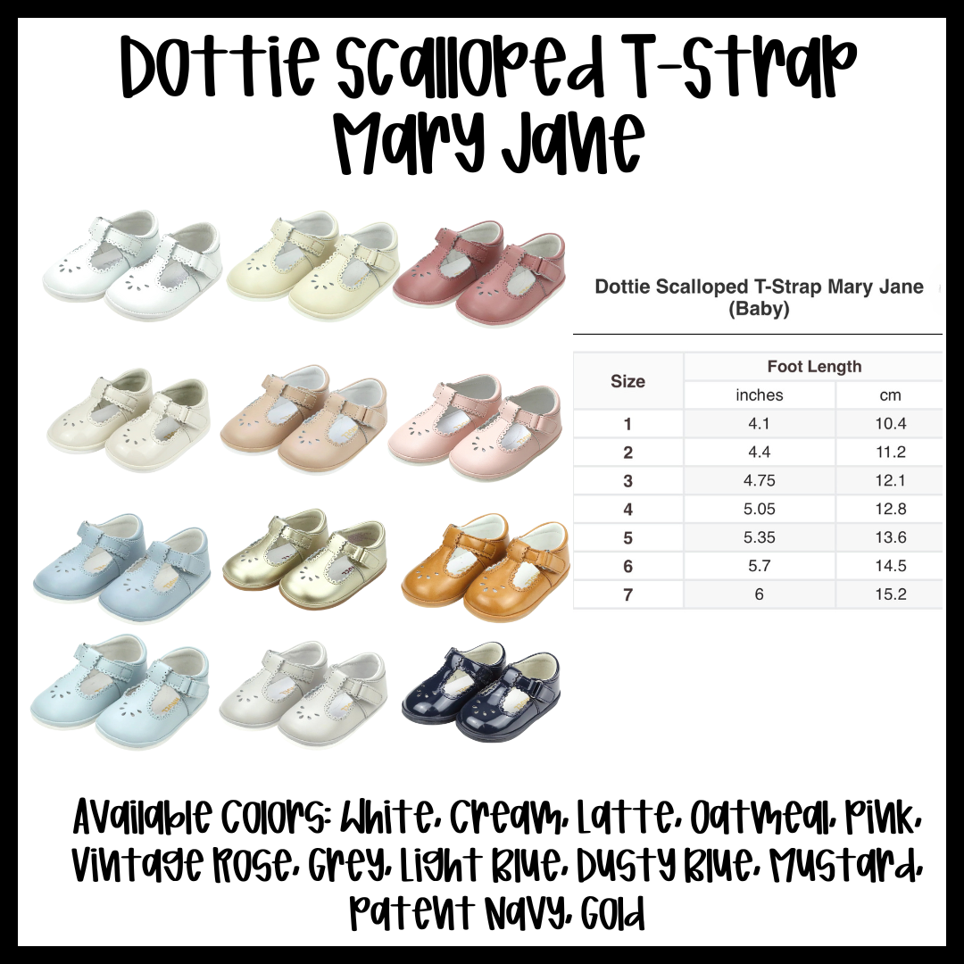 RTS: Dottie Scalloped T-Strap Mary Jane Shoe- Latte