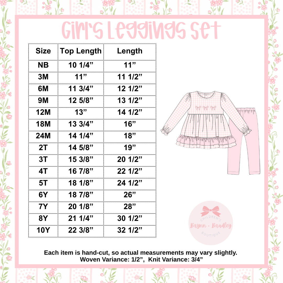 RTS: Hydrangeas + Bows Girl Leggings Set