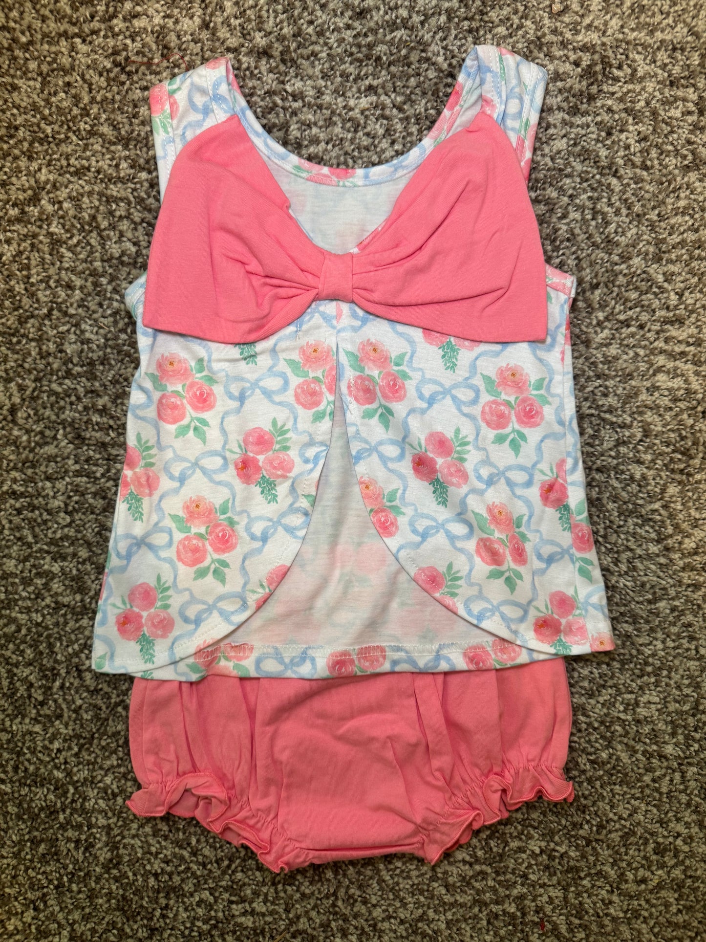 RTS: Pink Floral + Stripes Girl Diaper Set