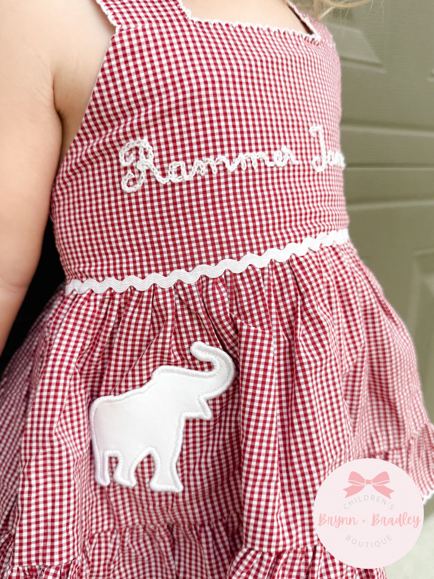 RTS: Gingham Gameday Rammer Jammer Girl Diaper Set