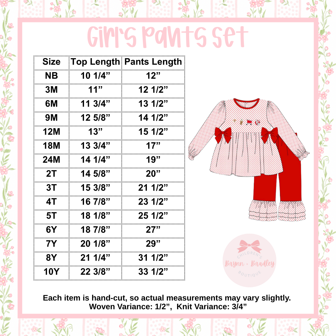 PO21: Bitty Dot Bow Appliqué: Girl Pants Set