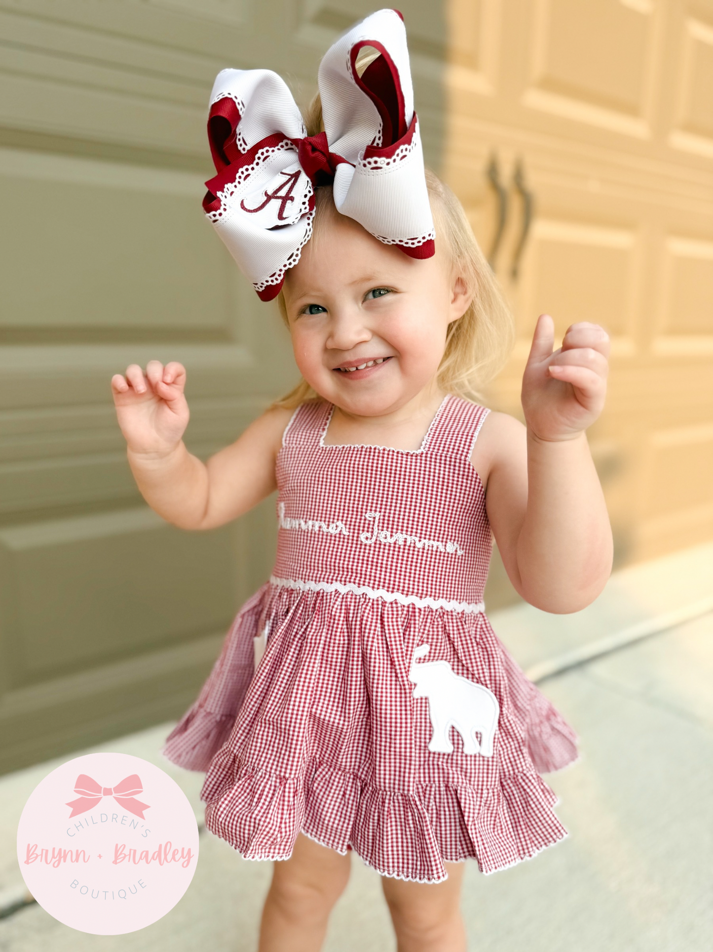RTS: Gingham Gameday Rammer Jammer Girl Diaper Set