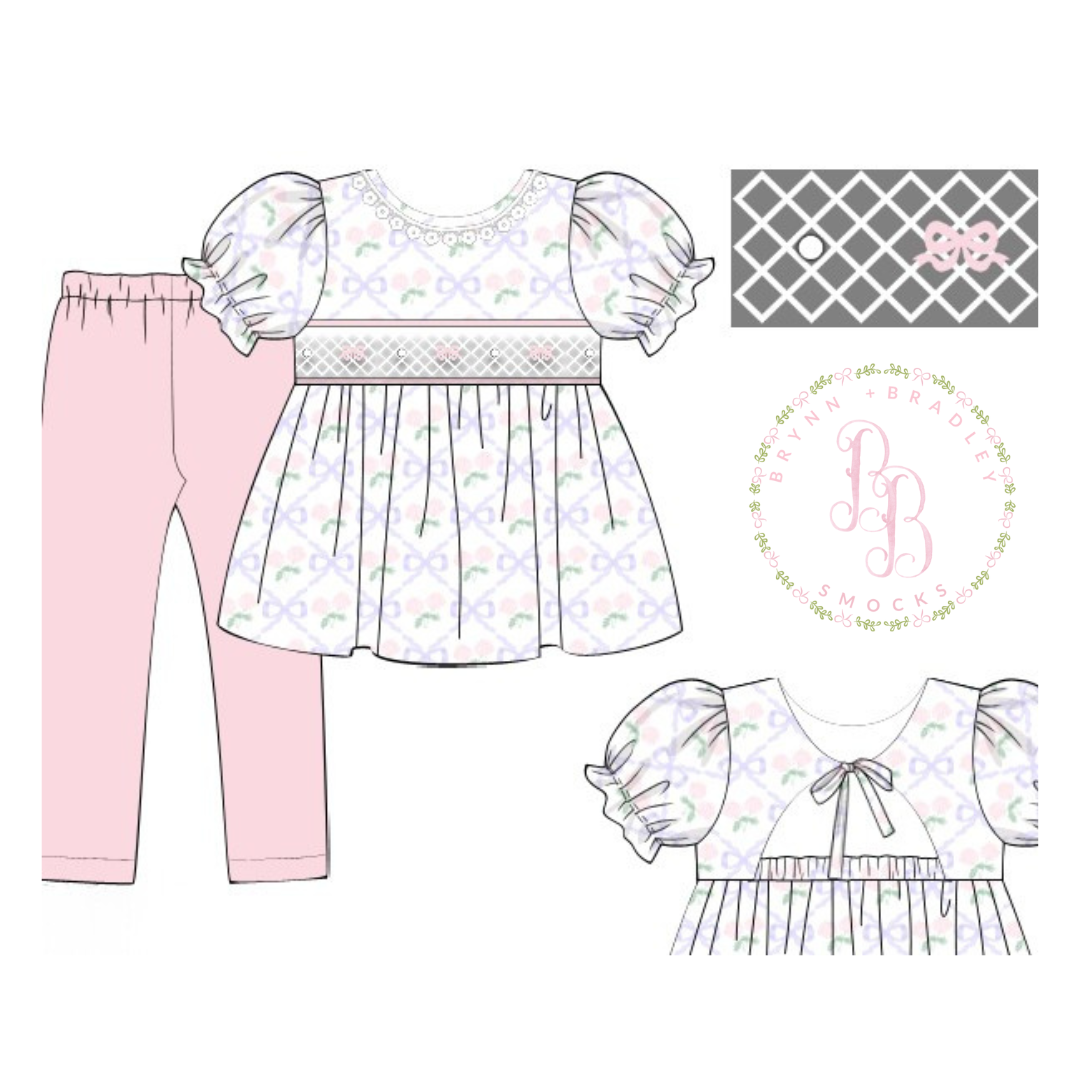 WS PO22: Hydrangeas + Bows Girl Leggings Set