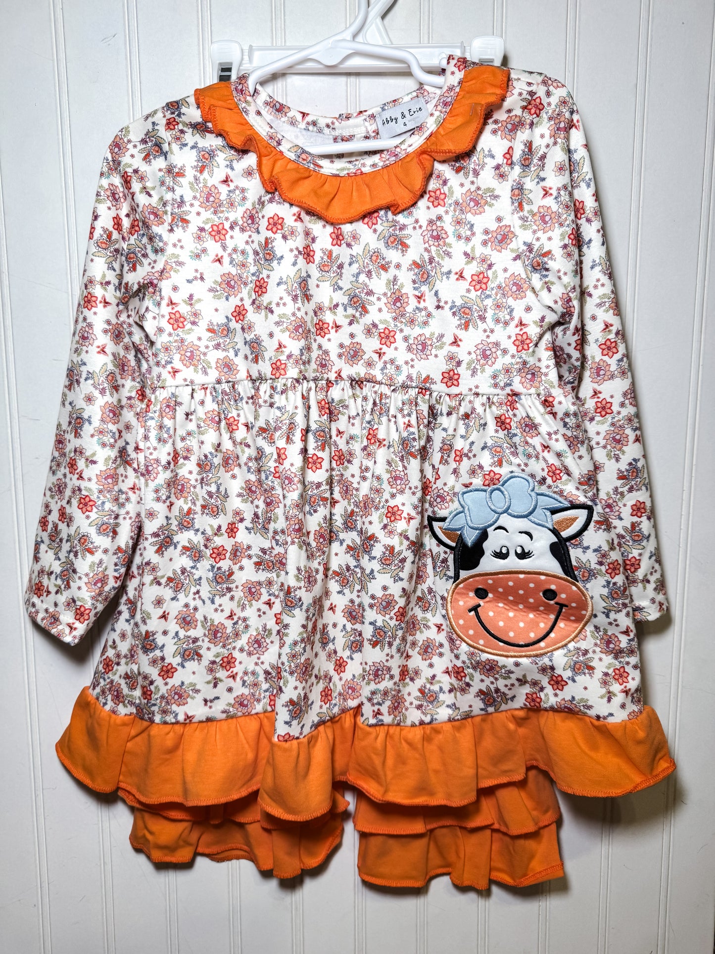 Girl’s Cow Appliqué Ruffle Pants Set
