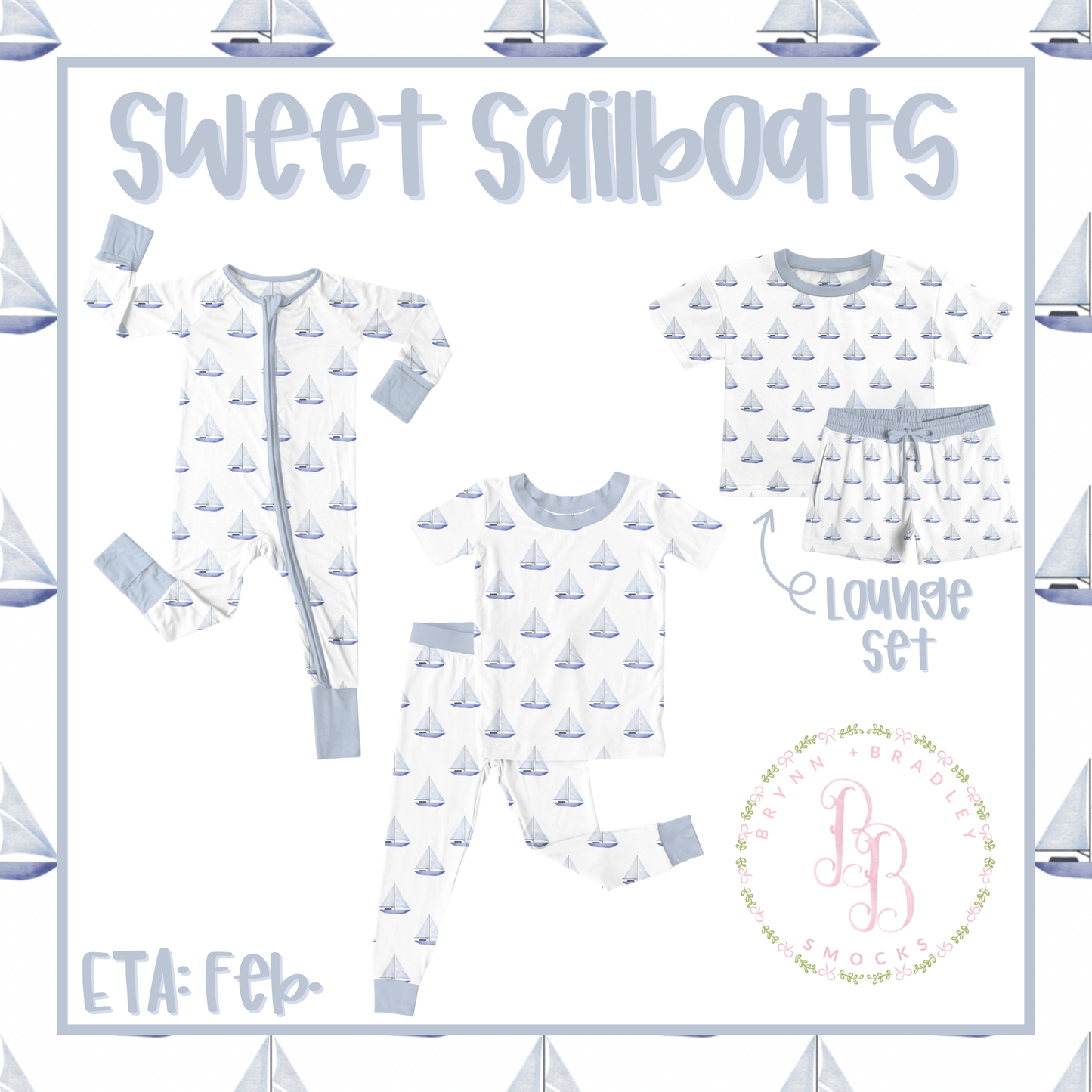 WS Preorder: Black Friday Bamboo: Sweet Sailboats Collection- ETA: February