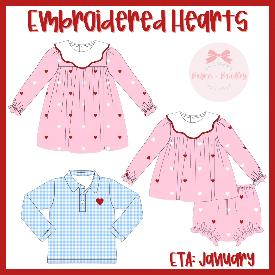 RTS: Embroidered Hearts Girl Diaper Set