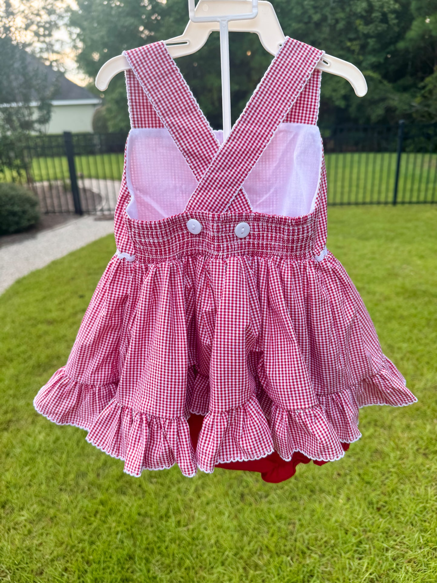RTS: Gingham Gameday Rammer Jammer Girl Diaper Set