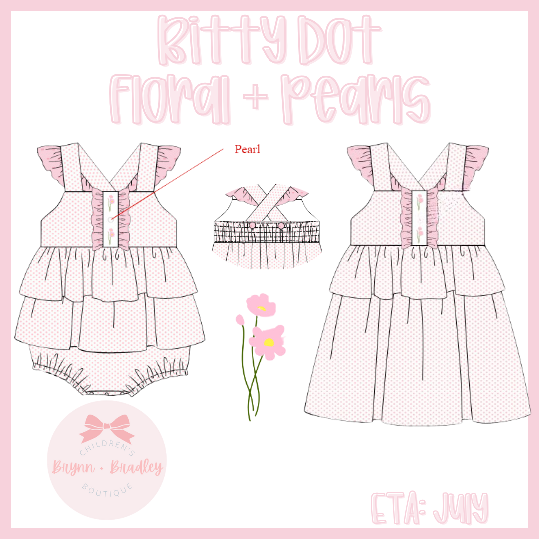 RTS: Bitty Dot Floral + Pearls Girl Skirted Bubble