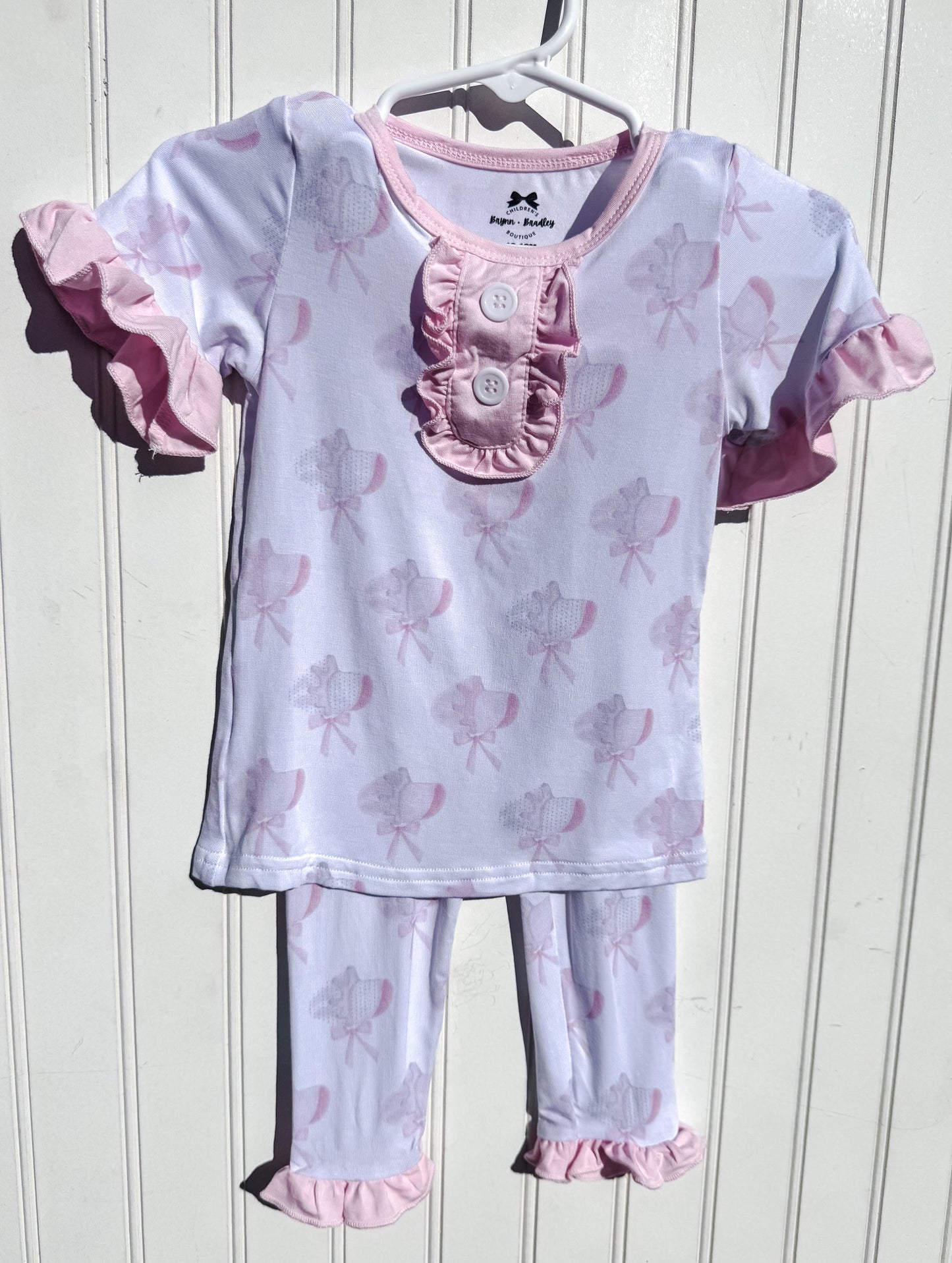 RTS: Girl’s Watercolor Bonnets Bamboo Short Sleeve Pants Set