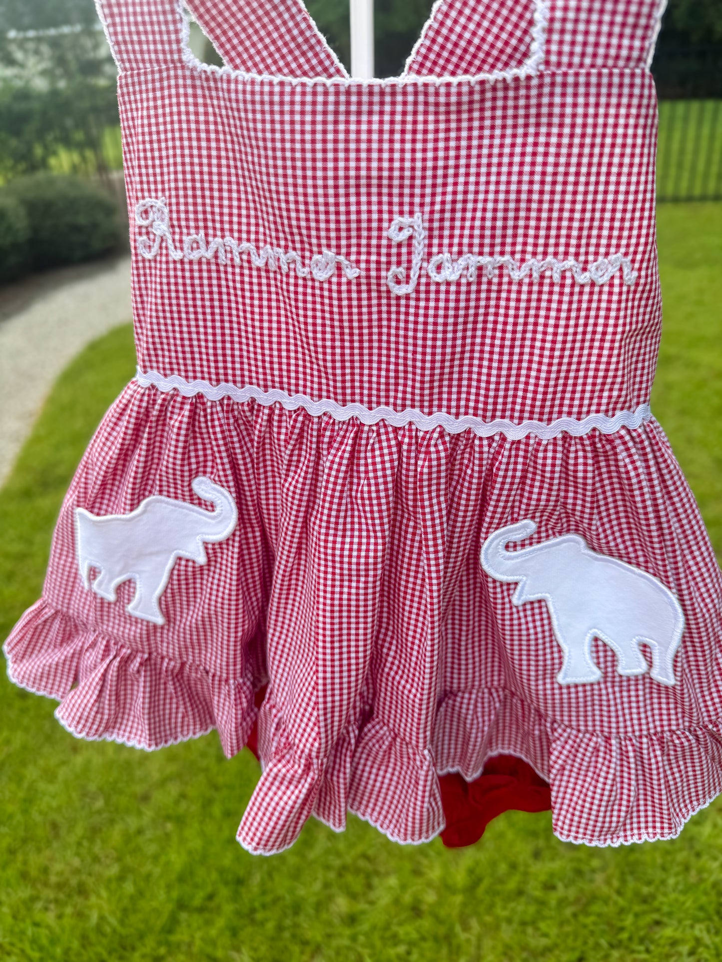 RTS: Gingham Gameday Rammer Jammer Girl Diaper Set
