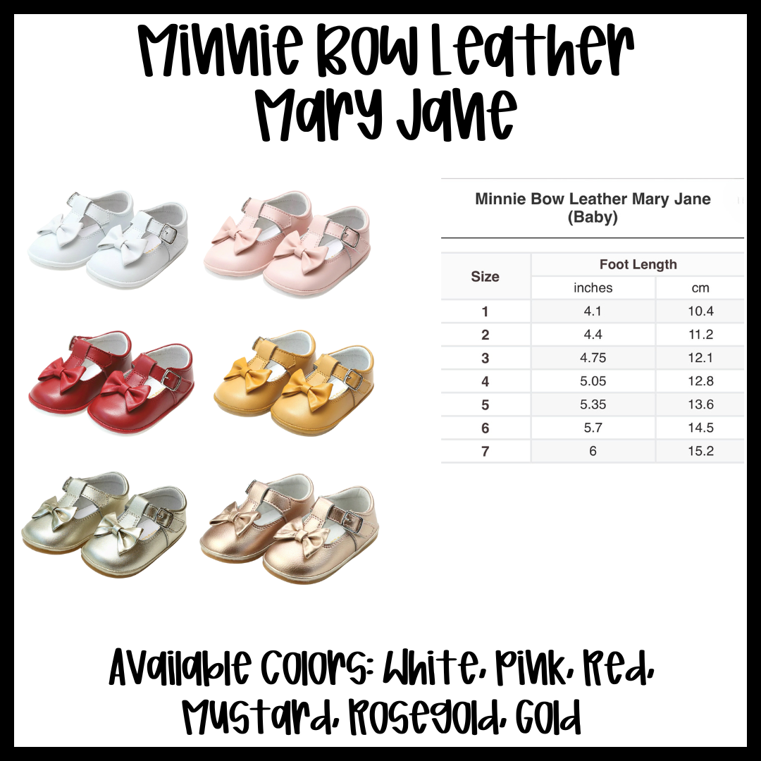 RTS: Minnie Bow Leather Mary Jane Shoe- Pink