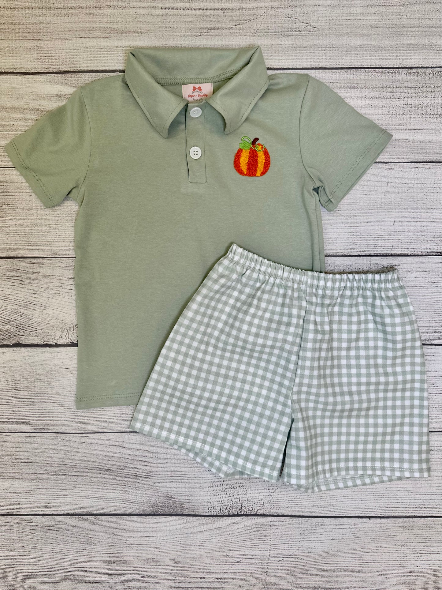 RTS: Boy’s Pumpkin Polo/Shorts Set