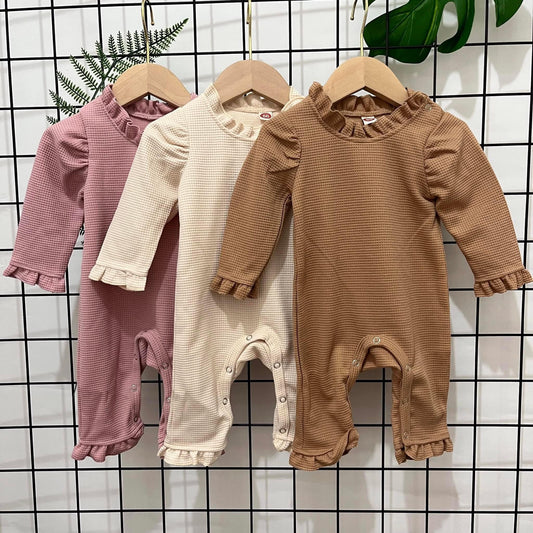 RTS: Waffle Knit Ruffled Romper