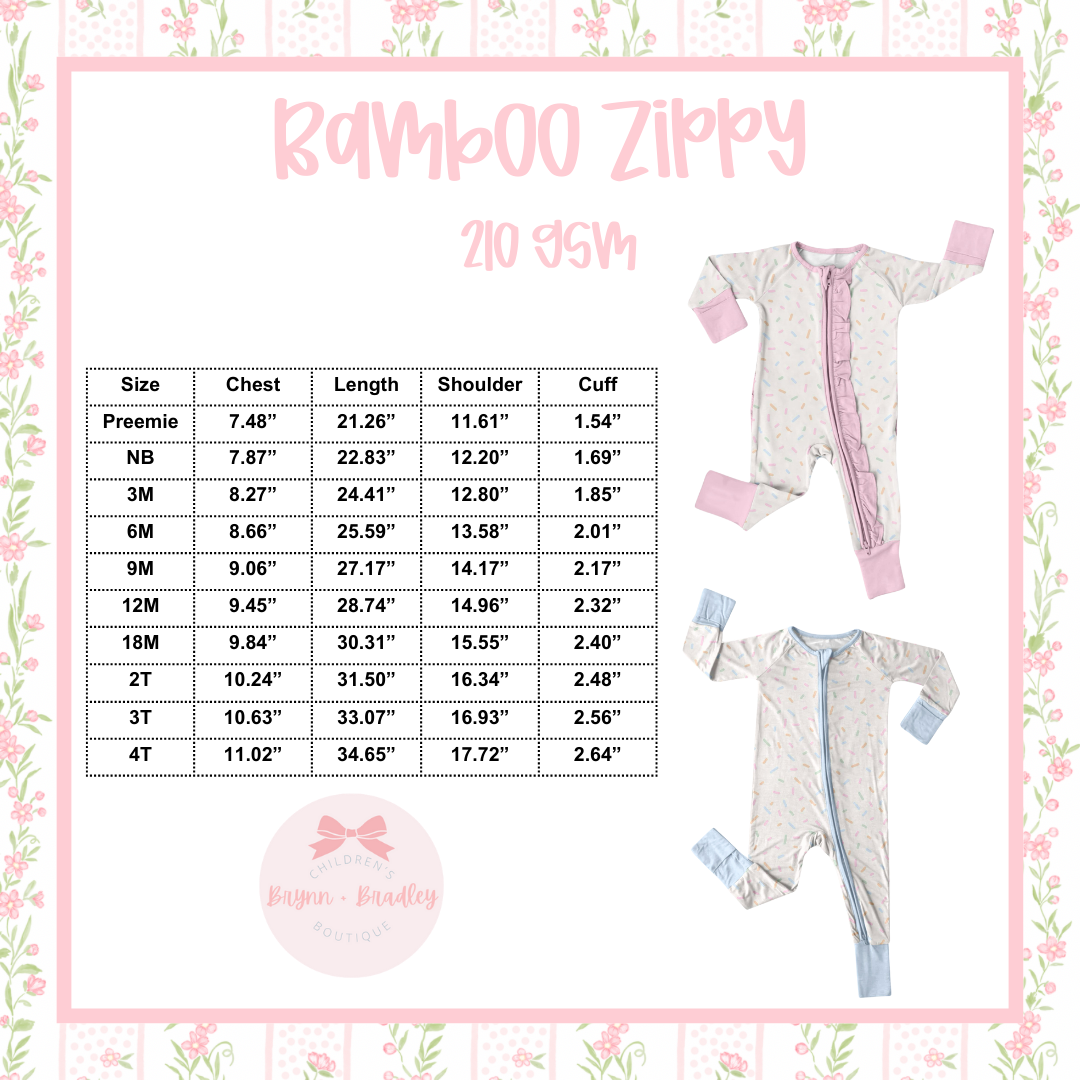 RTS: Girl’s Celebration Bamboo Ruffle Zippy