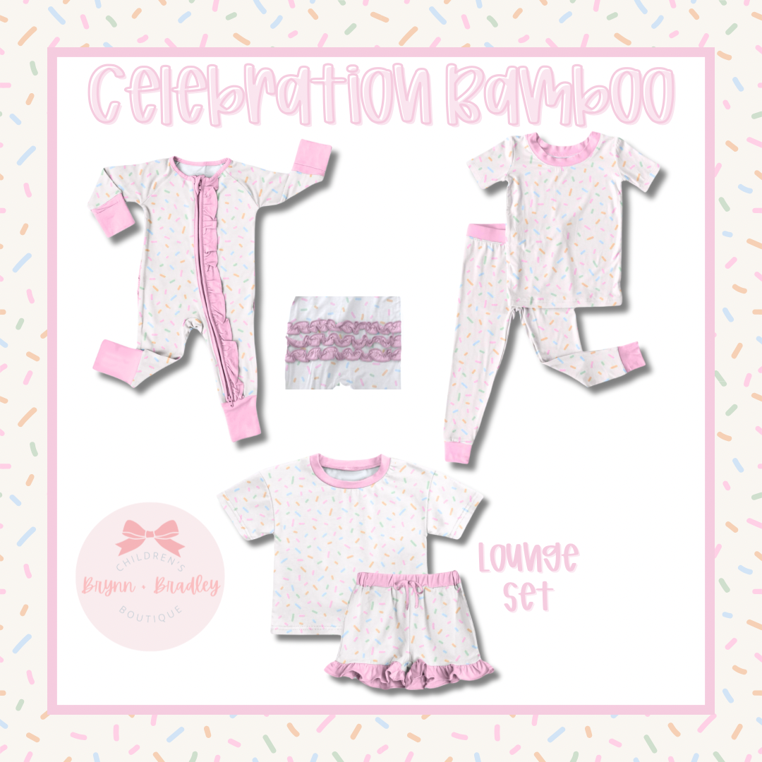 RTS: Girl’s Celebration Bamboo Ruffle Zippy