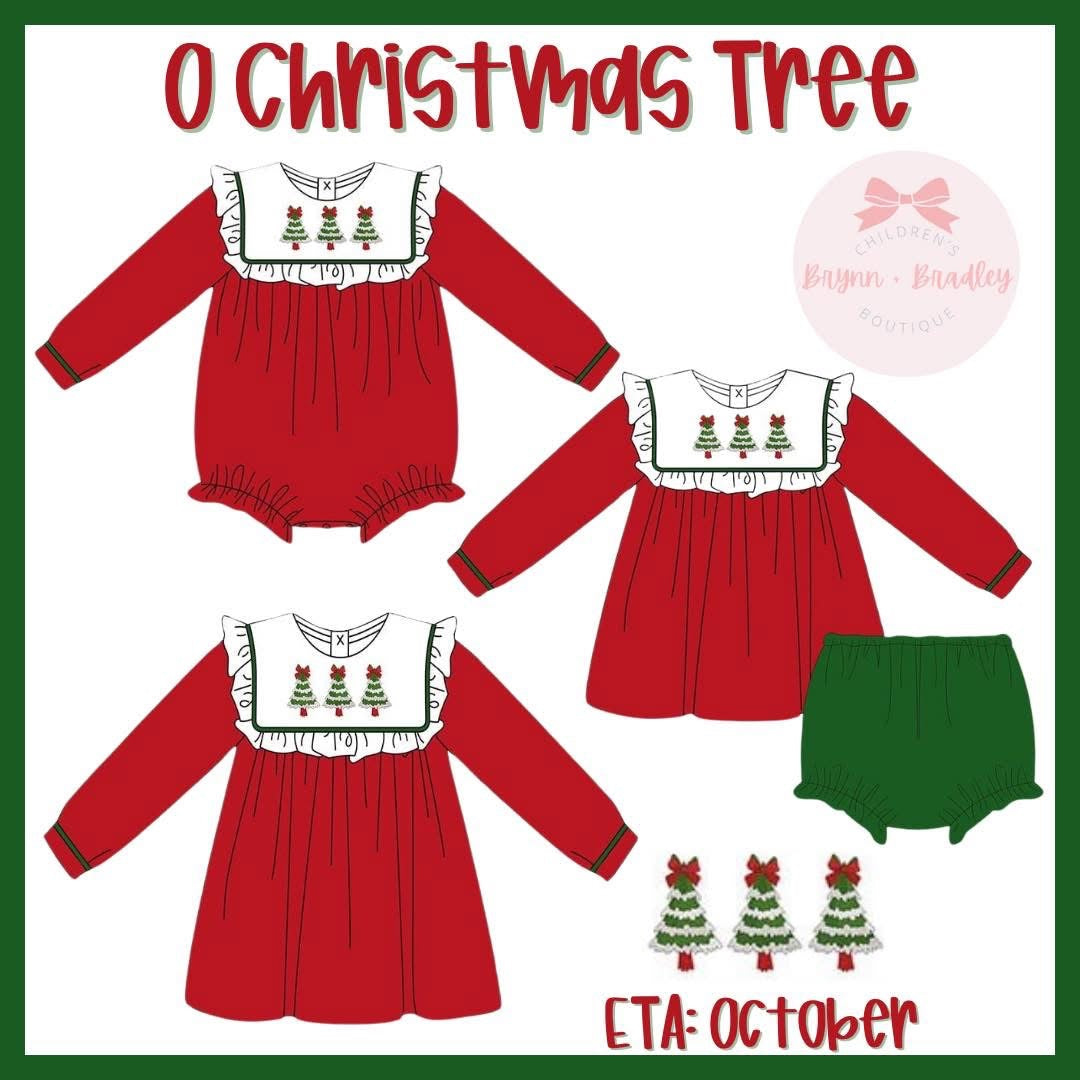 RTS: Girl’s O Christmas Tree Diaper Set