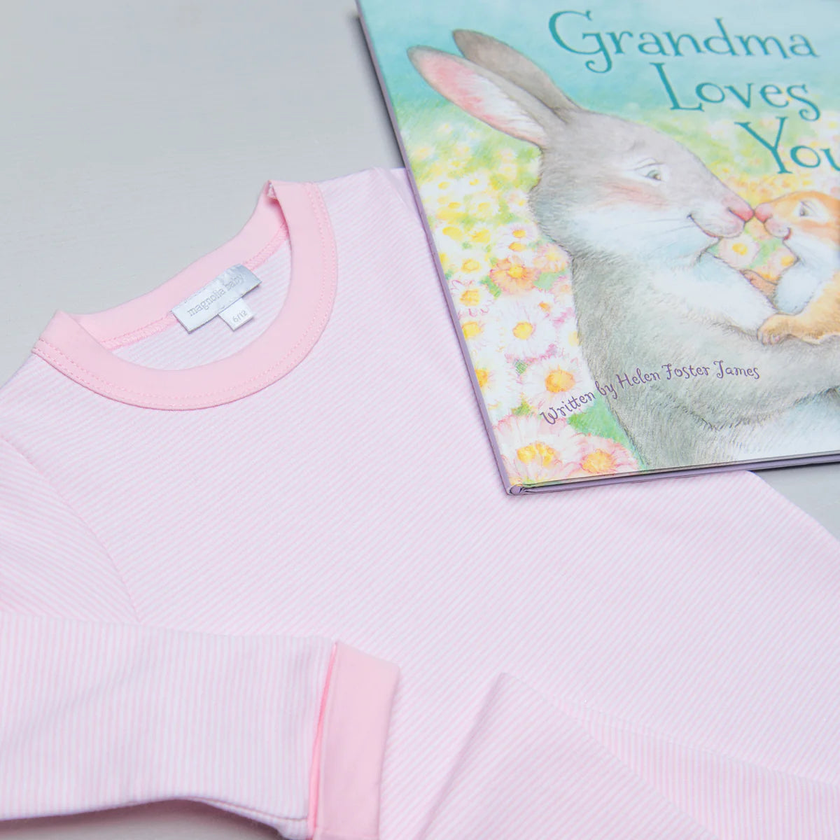 RTS: Girl’s Pink Mini Stripe Pima Pajama Set