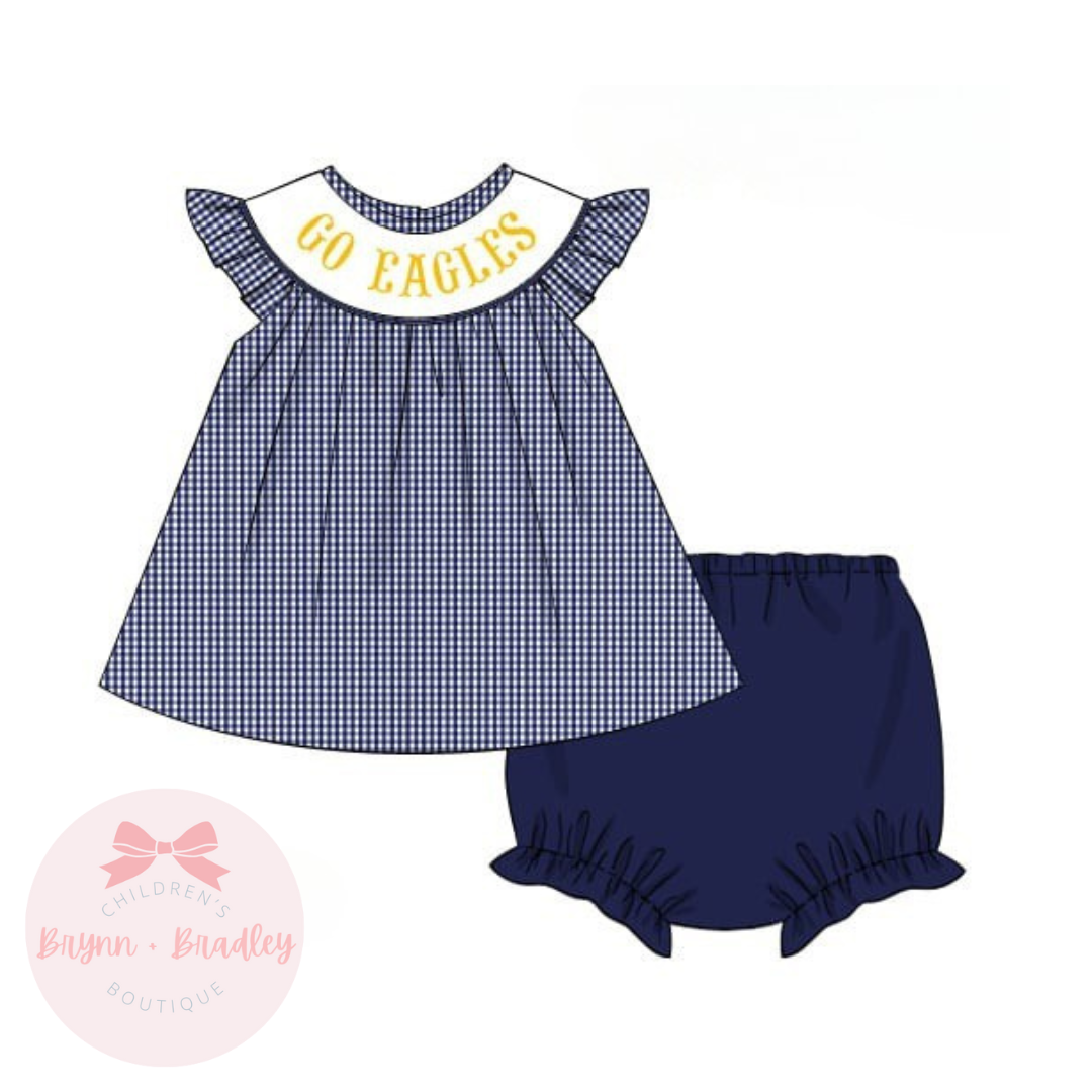 PO17: Navy + Gold Gameday Girl Diaper Set