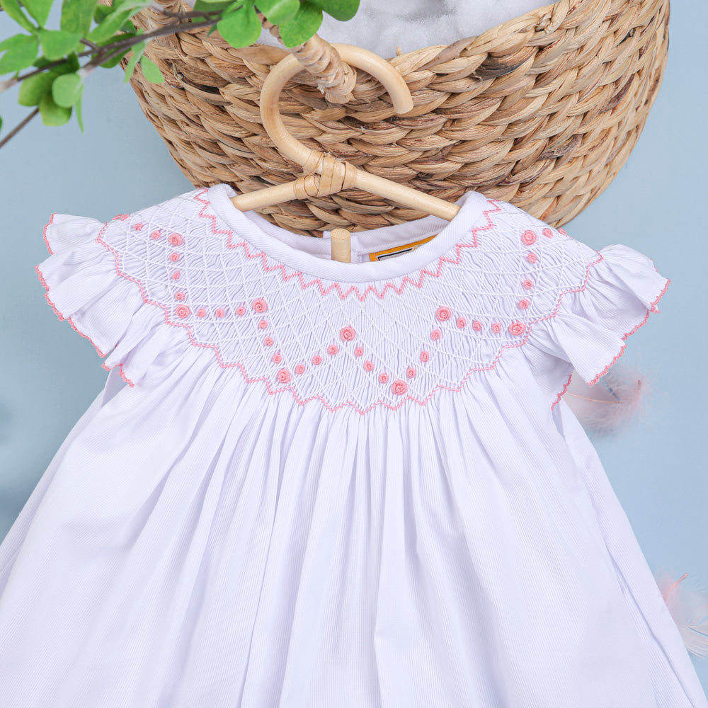 RTS: Girl’s Tiny Flower Smocked Bishop Dress