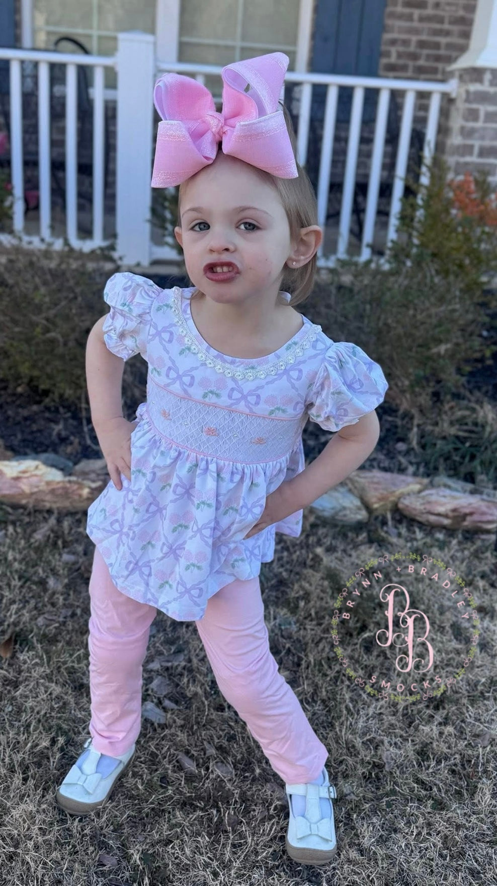 RTS: Hydrangeas + Bows Girl Leggings Set