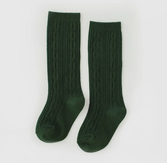 RTS: Little Stocking Co. Forest Green Cable Knit Knee High Socks