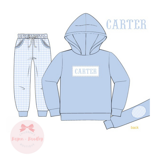 PO21: Boy’s Only Sets: Blue Gingham Hoodie Set