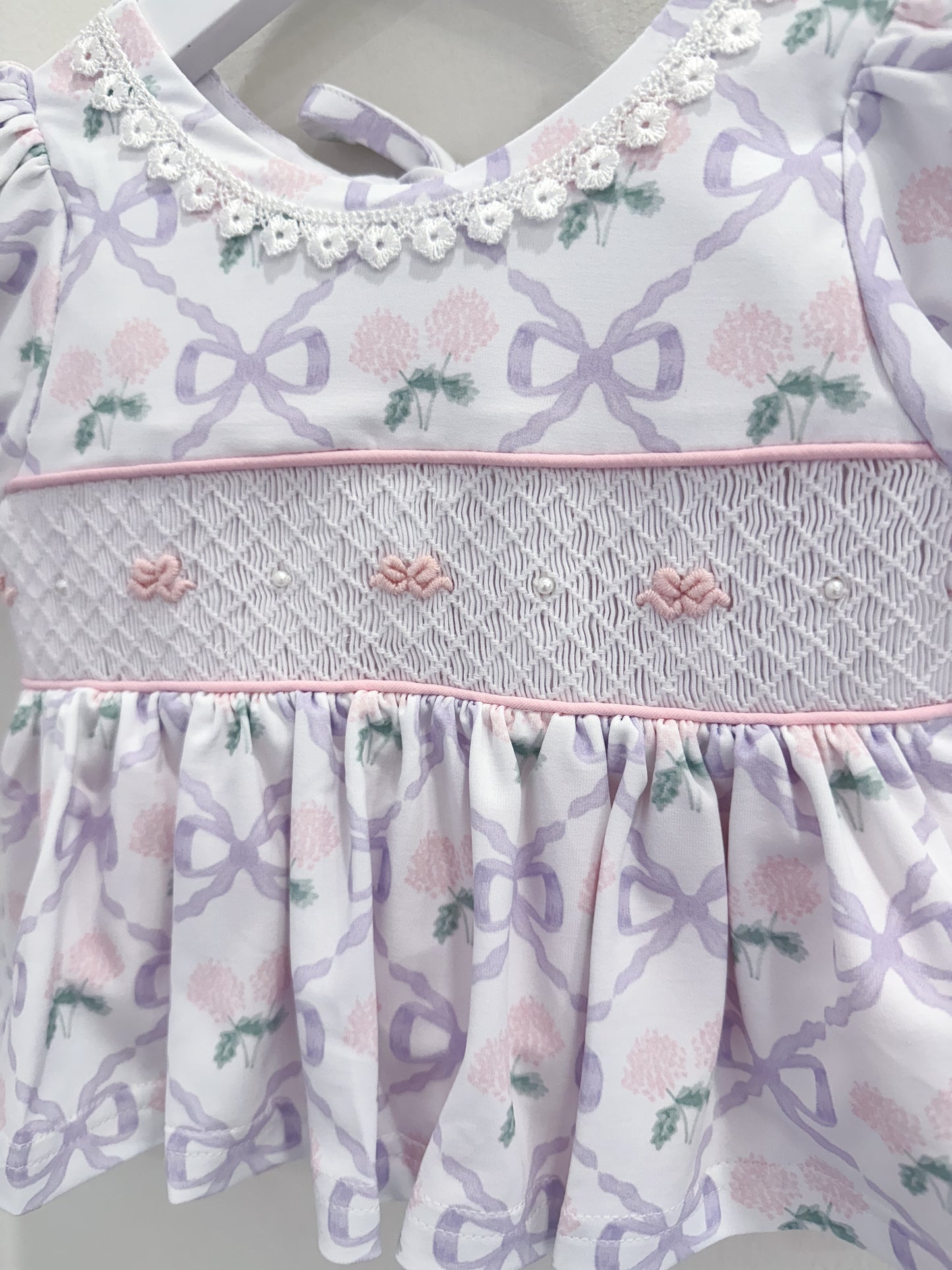 RTS: Hydrangeas + Bows Girl Diaper Set
