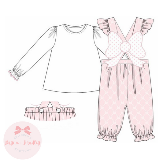 PO21: Bitty Dot Bow Appliqué: Girl Romper Set