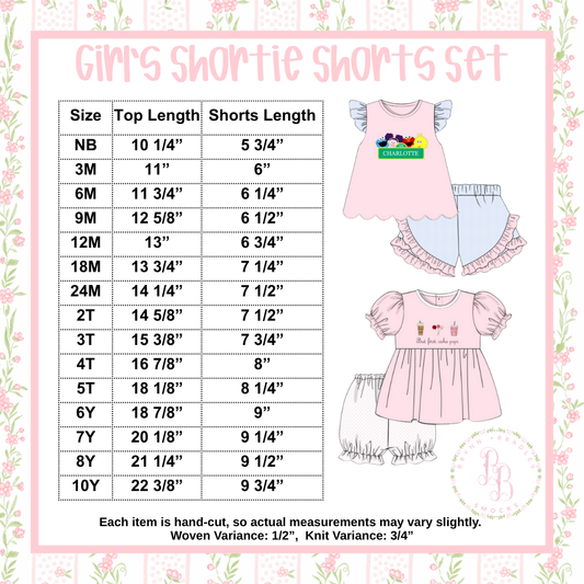 Girl Shortie Shorts Set