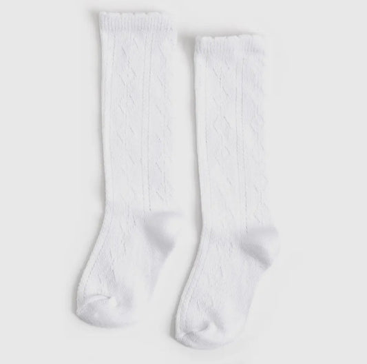 RTS: Little Stocking Co. White Scalloped Fancy Knee High Socks