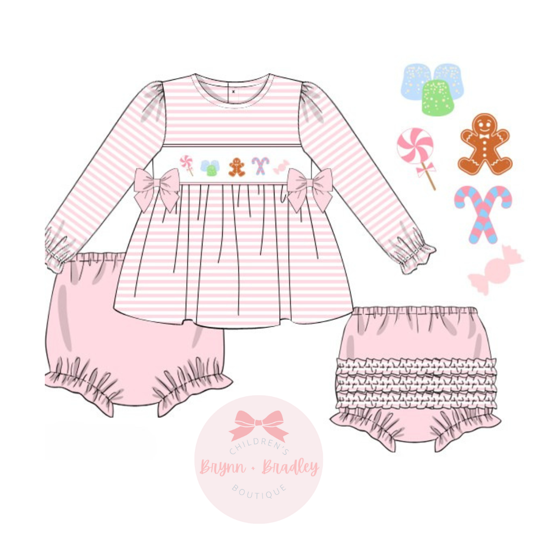 RTS: Candyland Christmas Girl Diaper Set