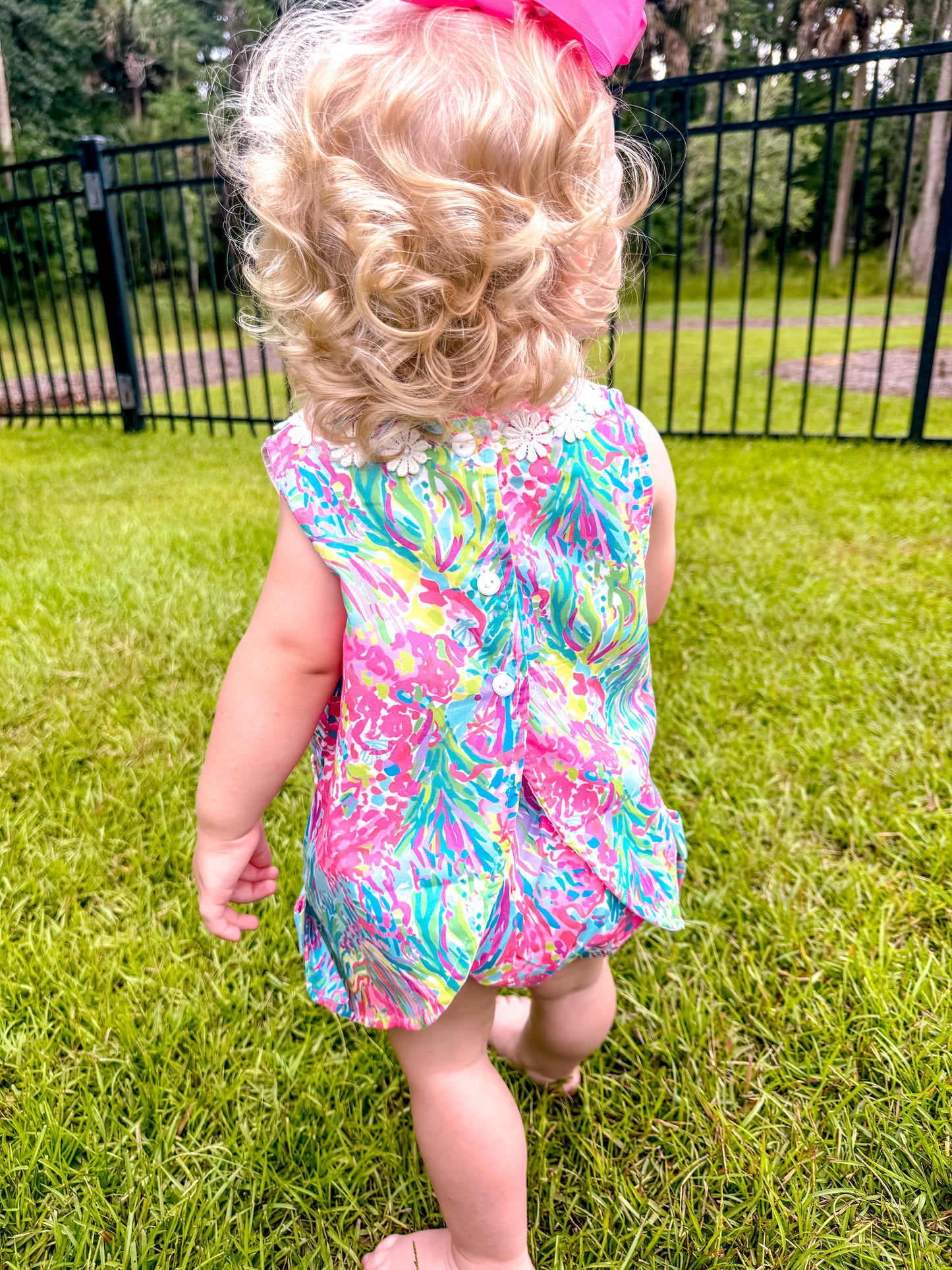 RTS: Girl’s Pink + Green Lily Inspired Diaper Set
